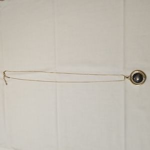 Anxiety/fidget spinner necklace, long faux gold chain with black pendant, NWOT